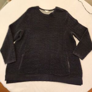 Pure Jill Classic Black Textured Sweater XLarge 100% Cotton Scoop Neck